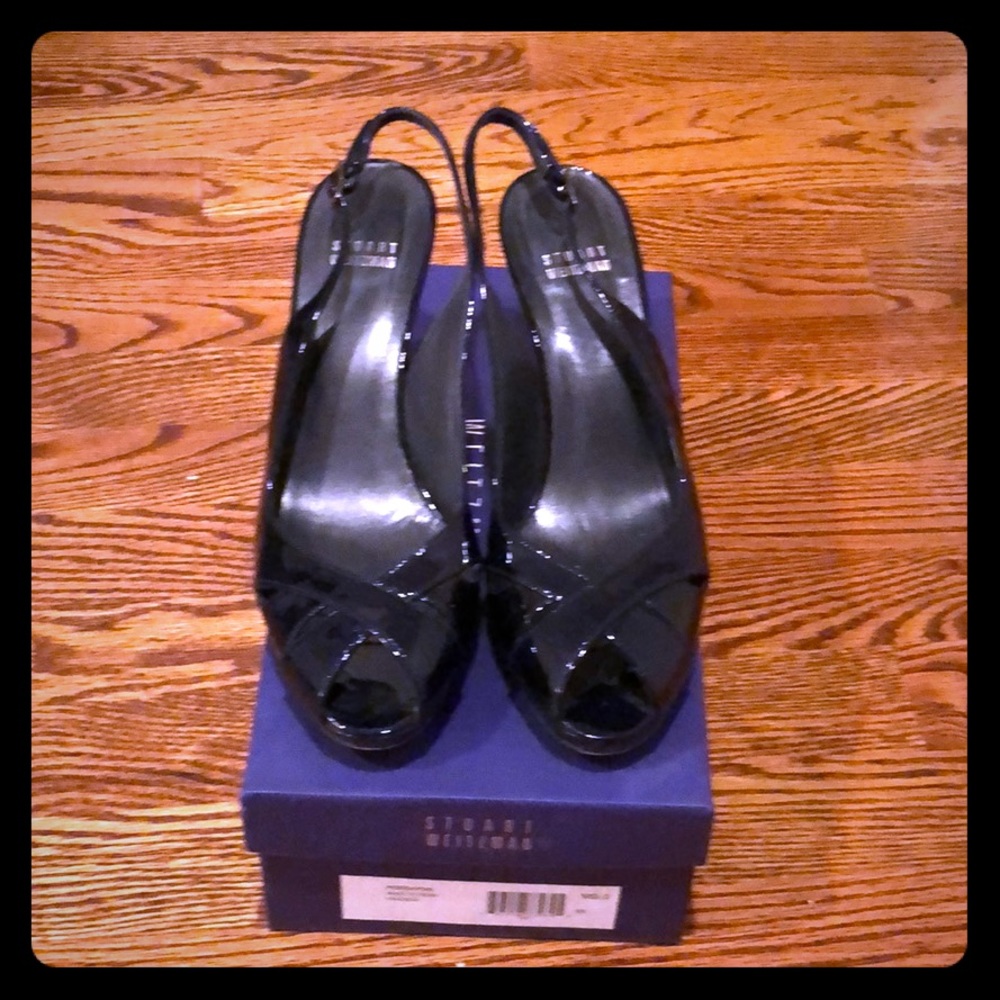 Stuart weitzman navy platform shoes